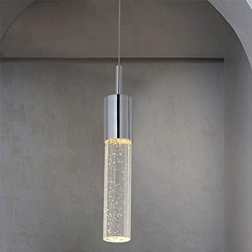 Lâmpada pendente LED de 4W com uma luz de 4W, lâmpada de penduramento de cristal contemporâneo moderno, acabamento cromado de