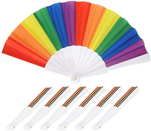 Ventilador dobrável de 6pcs, ventilador dobrável portátil arco -íris, fãs coloridos para fãs de verão Acessório de verão Decoração