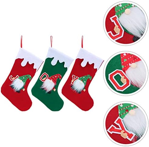 ABOOFAN 3pcs meias de Natal Gnome Natal meias sacos de doce Candy Sacos de árvore de natal lareira pendurada meias para