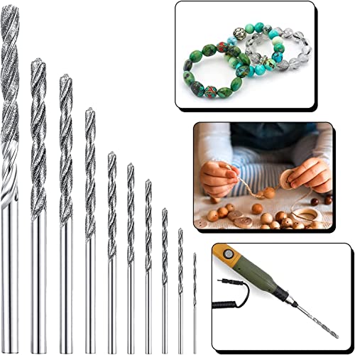 Auniwaig 0,08 polegadas Diamante Twist Bits 2mm HSS de aço de alta velocidade para conchas do mar de vidro Stone 10pcs