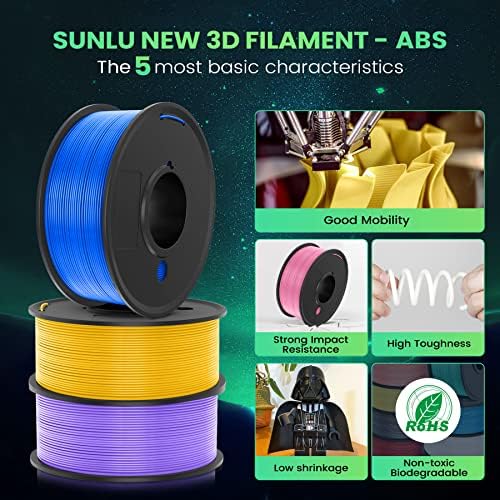 2500g 3D Pacote de filamentos de impressora Multicolor, Sunlu ABS Filamento e Meta Filamento Sunlu, 10 pacote+8 pacote