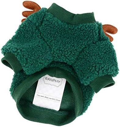 Ranphy Fleece Small Dog Sweater Pet Elf Rena Costume Filhote de Filhote de Cat Christmas Roupetgie Doggie Roupa de inverno