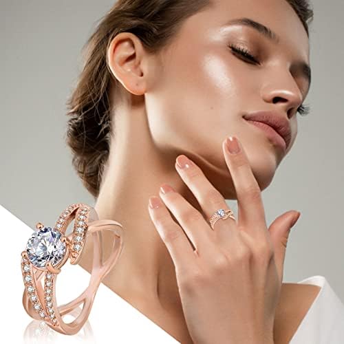 Anel de ouro rosa anel de diamante stromestone anel de geometria elegante anel de shinestone anéis de diamante completo para mulheres presentes criativos abertos para mulheres