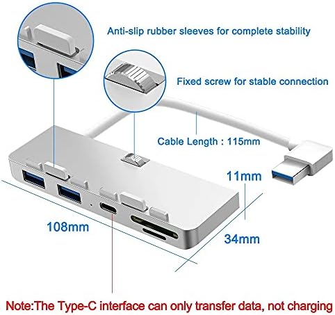 Splitter USB multifuncional WDBBY ， LEVILO DE ALUMINA USB 3.0 Splitter do adaptador de cubo com leitor de cartão SD/TF