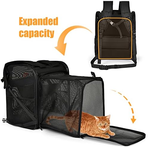 Wakytu Expandível portadora de mochila de animais de estimação, bolsa de mochila dobrável para cães pequenos gatos com