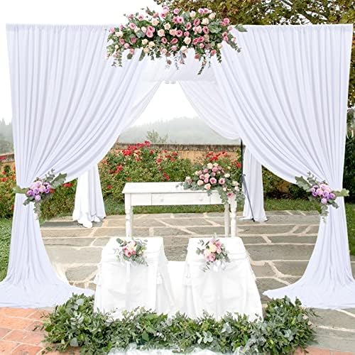 4 painéis Cortina de cenário branco para festas rugas de casamento grátis 20 pés x 10 pés de pano de fundo dlapes para