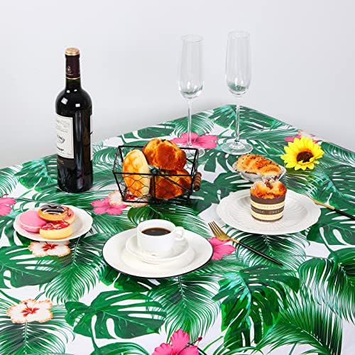 Durony 2 Pacote o Hawaii Palm folhas de mesa de plástico Tabela de mesa Tampa de mesa 54 x 108 polegadas Plástico Hawaii