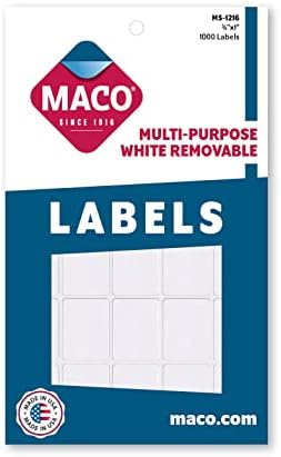 Macoe White Retangular Multi-Purpose Rótulos, 3/4 x 1 polegada, 1000 por caixa