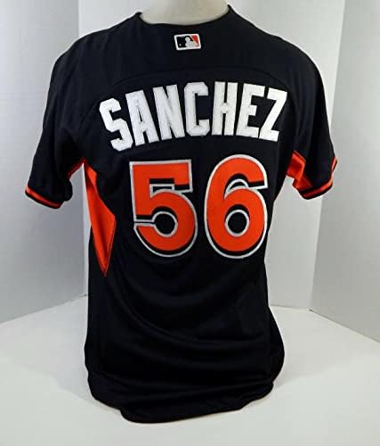 2014-16 Miami Marlins Sanchez #56 Jogo emitiu Black Jersey ST BP 46 DP18494 - Jogo usado MLB Jerseys