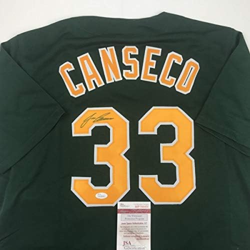 Autografado/assinado Jose Canseco Oakland Jersey de beisebol verde escuro JSA CoA