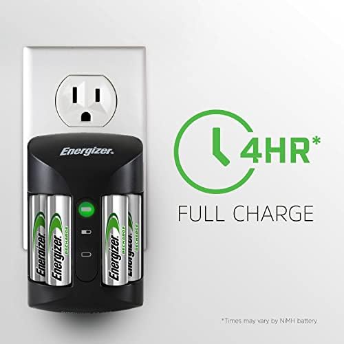 Energizer Recarregável AA e AAA Carregador de bateria com 4 baterias AA recarregáveis ​​e carregador de bateria AA