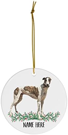 Nome personalizado engraçado Greyhound White Tirdle Gifts 2023 Cerâmica de Cirâmica Círculo de Árvores de Natal