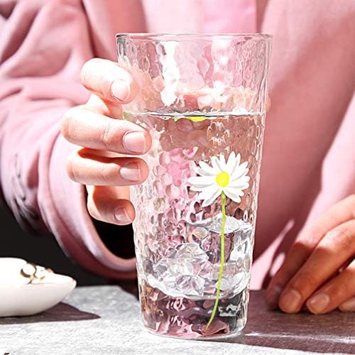 Copos hemoton margarita 6pcs copo de chá de vidro copo de café margarida flor sem haste copo de vinho bebendo copos de caneca de caneca de café - xícara de água para barras leite copos transparente