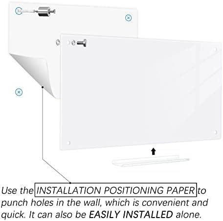 Placa de apagamento a seco de vidro Walglass, quadro branco de vidro magnético de 24 x18, quadro branco de vidro sem enquadramento para parede, quadro de avisos para escritório, escola e decoração de casa com 1 bandeja de caneta acrílica e 3 ímã forte forte