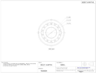 Timken 05075 rolamento cônico, cone único, tolerância padrão, furo reto, aço, polegada, 0,7500 id, 0,5660 de largura