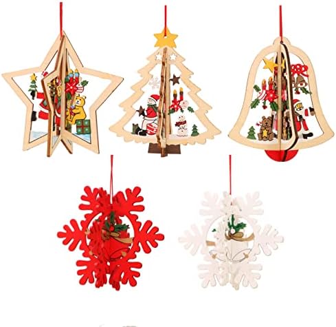 5 PCS Decoração de árvore de Natal Ornamentos de Natal Conjunto de Home Home Holiday Gift Snowflake boneco de neve Sinos
