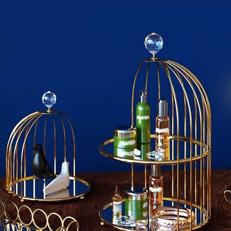 Razzum portátil Organizador de cosméticos portátil Creative Metal Metal Birdcage Desktop Skin Care Storage Stand Stand Adequado para penteadeira Caixa de armazenamento de bancada de bancada de bancada