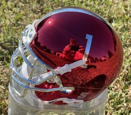 Treinador Nick Saban assinou o Mini Capacete de Futebol do Alabama Chrome com PSA COA - Mini capacetes da faculdade autografados