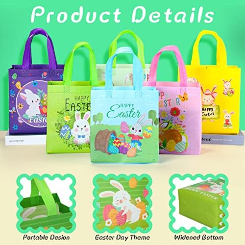 Bolsas de Tote de Páscoa com Handles Bunny não tecidos Bolsas de Páscoa reutilizáveis ​​com alças Bolsas de Páscoa Bacho de mercearia