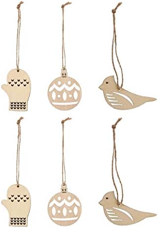 VICASKY 6PCS Christmas Wooden pendurou ornamentos de Natal pingentes decoração de casa com cordas