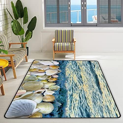 Xollar 63 x 48 em tapetes de área grande da área colorida ilha colorida Sunset conchas de concha macia Baby Playmat Rug para o quarto