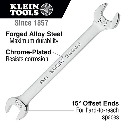 Klein Tools 68461 Chave aberta de 3/8 de polegada, 7/16 polegadas extremamente