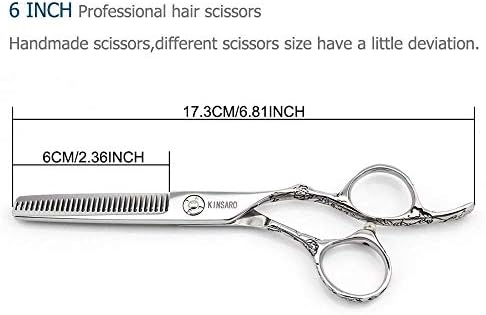 Tesoura de corte de cabelo de 6 polegadas e tesouras de raízas de cabelo de 6 polegadas.