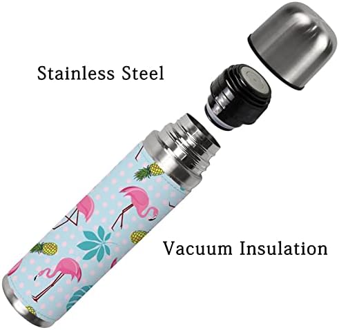 Vantaso Water Bottle Summer Summer Tropical Flamingo Birds Pão de abacaxi Polka Polka Pool Flask de parede dupla isolada