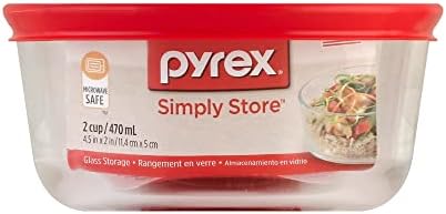 Pyrex Basta armazenar recipiente de armazenamento de alimentos de vidro único de 2 xícaras com tampa, recipiente de preparação