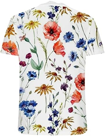 Women Lace V pescoço túnica vestida Túnica de verão Camisas de manga curta solta camisetas gráficas florais casuais sando de