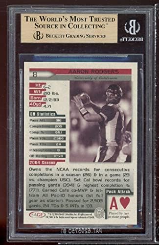 2005 Sage Hit 8 Aaron Rodgers ROOKIE CARD BGS BCCG 10 Mint+