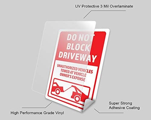 2-Pack não bloqueie o adesivo de decalque de vinil da garagem | 7 polegadas por 5 polegadas | Decalque de vinil de qualidade premium | Laminado com laminado protetor UV | PD2730