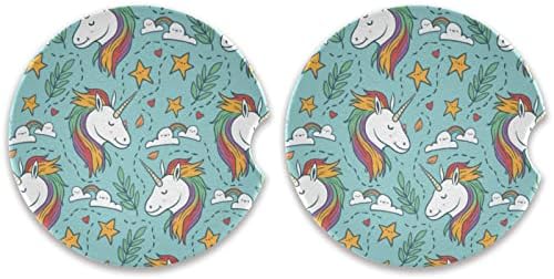 One Bear Cartoon Unicorn Carsases de carro absorvente a umidade que não bebem bebidas montanhas-russas de pedra cerâmica com