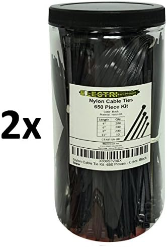 Kit de empate de cabo de nylon de eletridutão - 650 gravatas - Multi Color - Comprimentos variados 4 , 6, 8 , 11