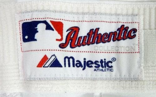 2012 Miami Marlins 72 Game usou calças brancas 42-44-37 657-Game usado calças MLB usadas