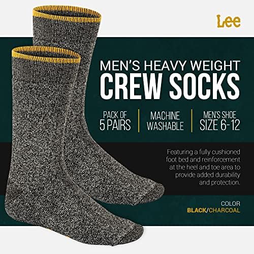 Lee Heavyweight Long Cushion Boot Socks for Men - Meias da tripulação para o tamanho do trabalho 6-12