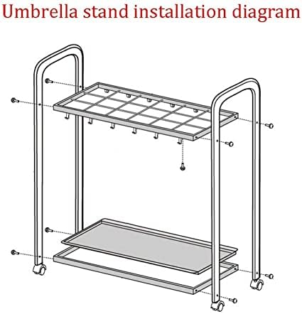 Kuyt Umbrella Stand Rack, Umbrella Stand Metal, Rack de armazenamento de guarda-chuva de 18 buracos com bandeja móvel, montagem