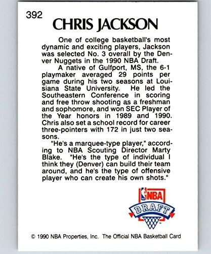 1990-91 NBA Hoops 392 Chris Jackson RC Rookie Denver Nuggets Cartão de negociação de basquete oficial