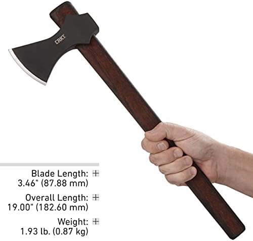 Crkt Freya Ax: Ax de duas mãos, machado externo, lâmina de aço carbono forjada 1055, alça de nogueira 2749