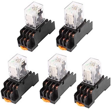 Niyaka 5 PCs HH53PL DC 24V Bobina 3pdt 11pin 35mm Relé eletromagnético de trilho DIN DIN