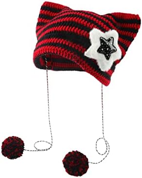 Chapéus de crochê para mulheres gorros vintage Mulheres raposa chapéu grunge gótico gordes hat y2k acessórios desleixados