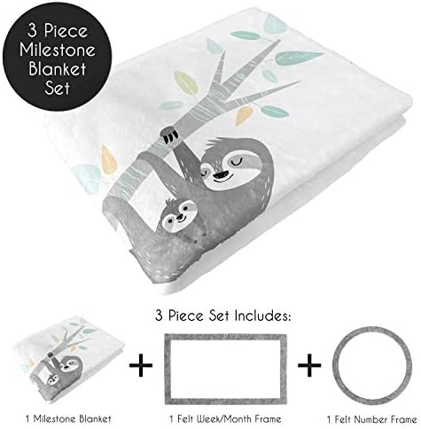 Doce JoJo Designs Blue Jungle Sloth Boy Girl Milestone Blanket Recém -nascido mensal Primeiro ano Memória do chá de chá