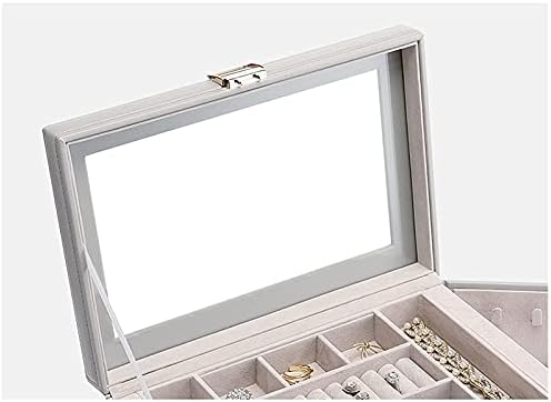 Caixa de armazenamento de jóias caixas de jóias de couro PU com 2 gavetas de grande capacidade Organizador de jóias Caixa de armazenamento de pingentes de pingentes para mulheres pequenas jóias Caixa -Skylight