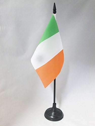 AZ Flag Irlanda Bandeira 4 '' x 6 '' - Bandeira da mesa irlandesa 15 x 10 cm - Beck de plástico preto e base