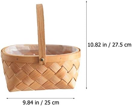 Cesto de cesto de cesto de cesto de piquenique de piquenique, cesto de cesta de cesta de vime de vime cesta de flores rústicas cesta de frutas de frutas cestas de cesta de cestas de cesta organizador 25 * 27.