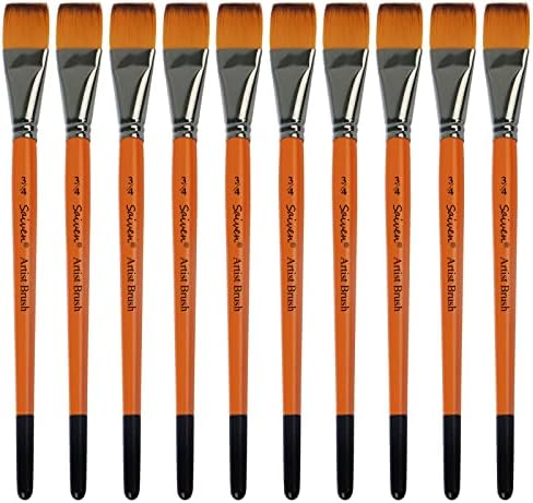 10 peças Pincéis de tinta plana - Conjuntos de pincel de tinta de arte de 3/4 de polegada para aquarela, pintura a óleo, acrílico,