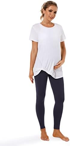 As leggings de maternidade feminina sobre a gravidez em barriga ativa de calças de ioga de ioga