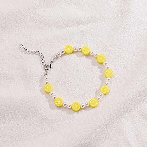 Pulseira de girassol da margarida para mulheres fofas de frutas de frutas de limão pérolas de bracelete miçangas jóias boêmios