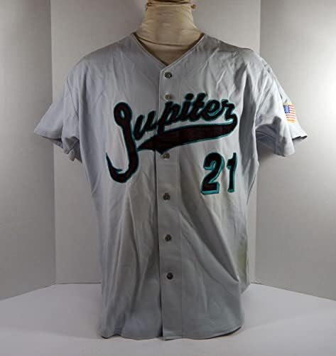 Jupiter Hammerheads 21 Game usou Grey Jersey USA Flag Patch 48 DP32340 - Jerseys MLB usada para jogo MLB