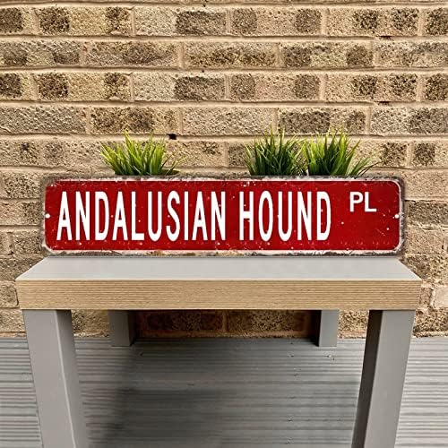 Andaluzia Hound PL Animal Street Sign Personalizou seu texto Sinal decorativo da parede de parede Andaluzia Hound Sign